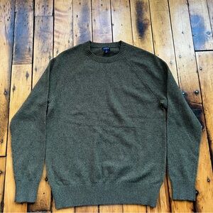 J Crew Men’s Medium Lambswool Crewneck Sweater Army Green Pullover Cozy Warm